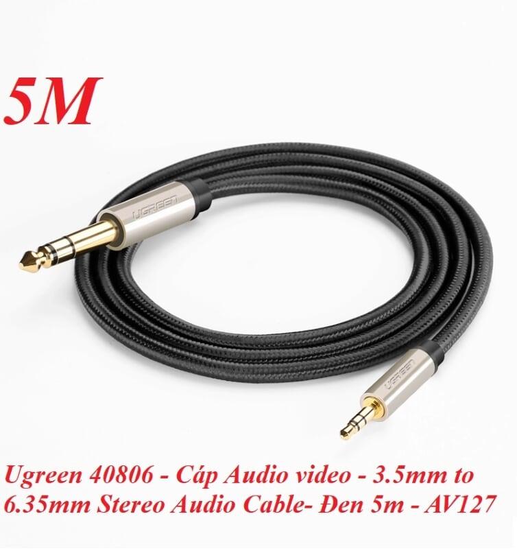 Ugreen UG40806AV127TK 5M màu Đen Cáp âm thanh 3.5mm sang 6.5mm cao cấp - HÀNG CHÍNH HÃNG