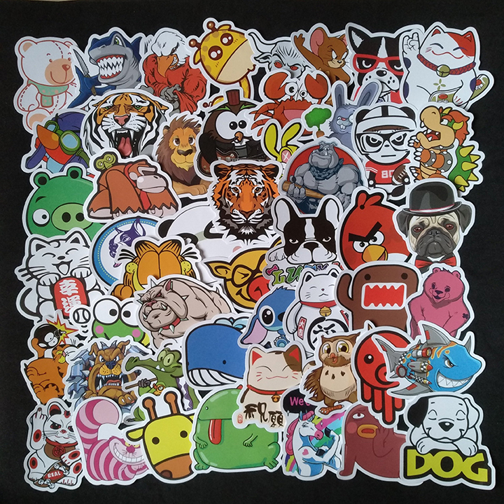 Bộ Sticker dán cao cấp chủ đề ANIMAL HOẠT HÌNH - Dùng dán Xe, dán mũ bảo hiểm, dán Laptop