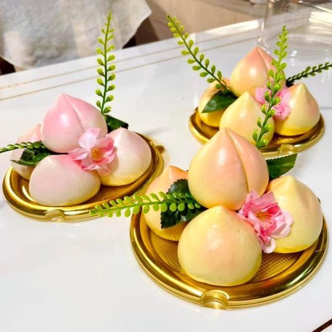 100 Hộp Tròn Đế Vàng Đựng Bánh Bao Đào Tiên - Bông Lan Trứng Muối 14cm - A1680G