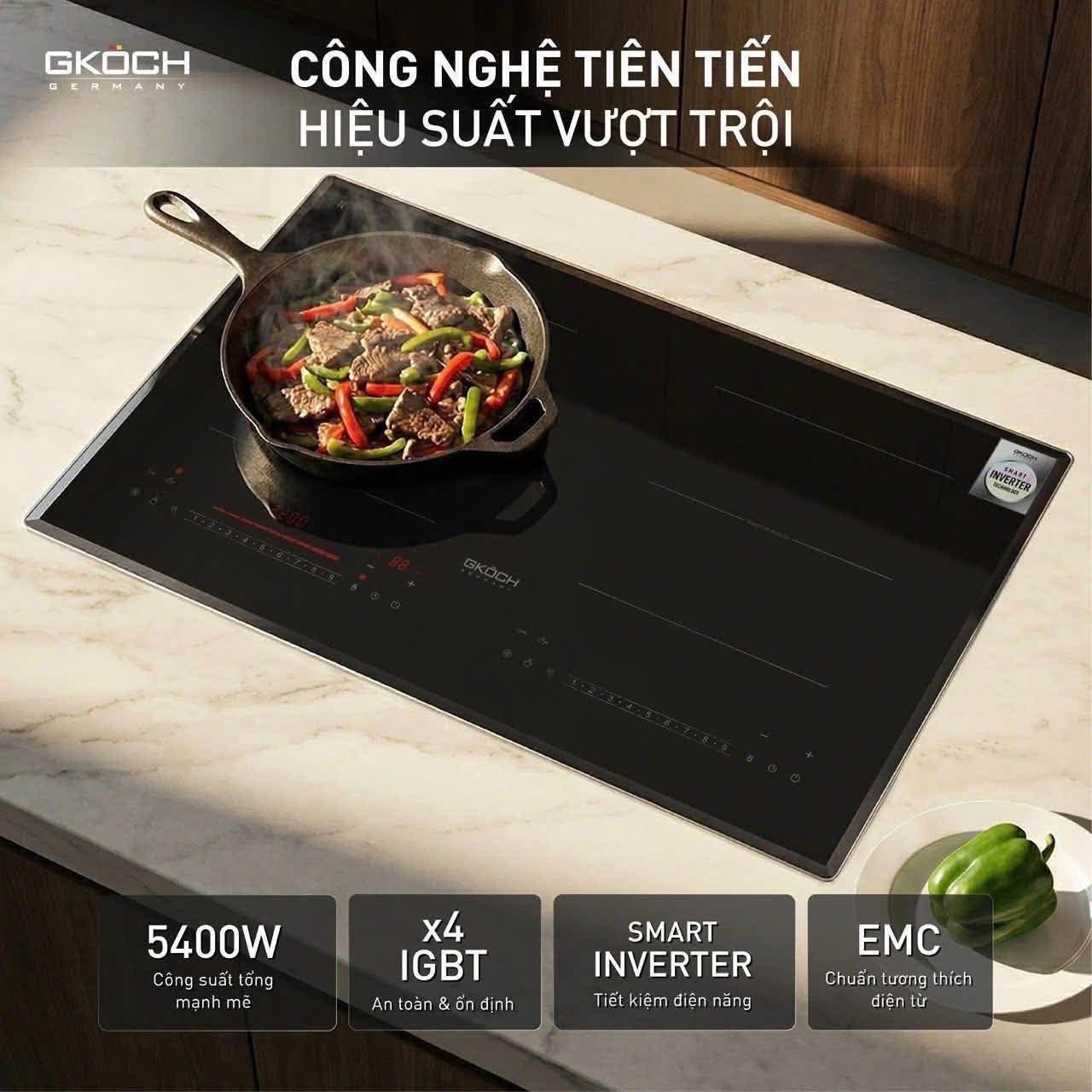 BẾP TỪ CAO CẤP 2 VÙNG NẤU GKOCH 7372DS2 - 5400W Hàng chính hãng
