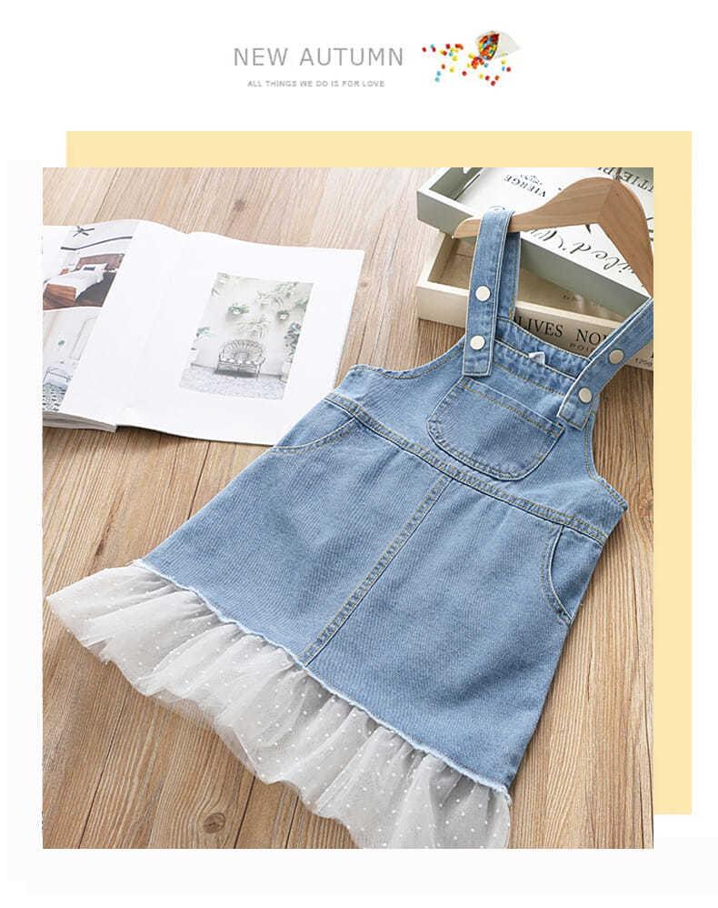 CHENGRUI 2023 Mùa xuân và mùa thu tây phiên bản Hàn Quốc của cô gái váy trẻ em denim dây đeo váy vest đầm bé