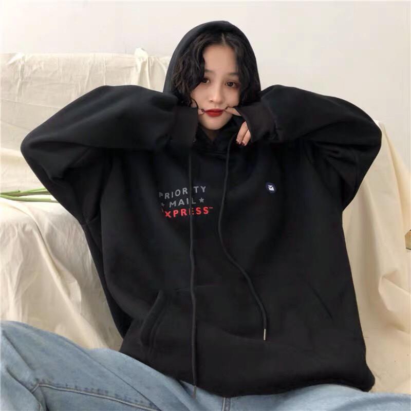 Áo Hoodie nữ form rộng dài tay cá tính