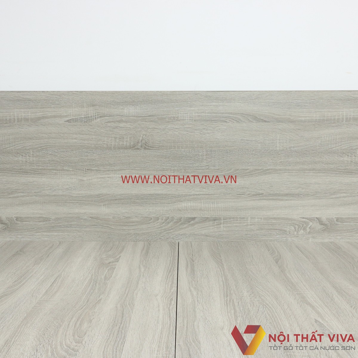 Giường Ngủ Gỗ MDF Melamine Màu Xám Vân Gỗ Có Hộc Kéo Đẹp Hiện Đại