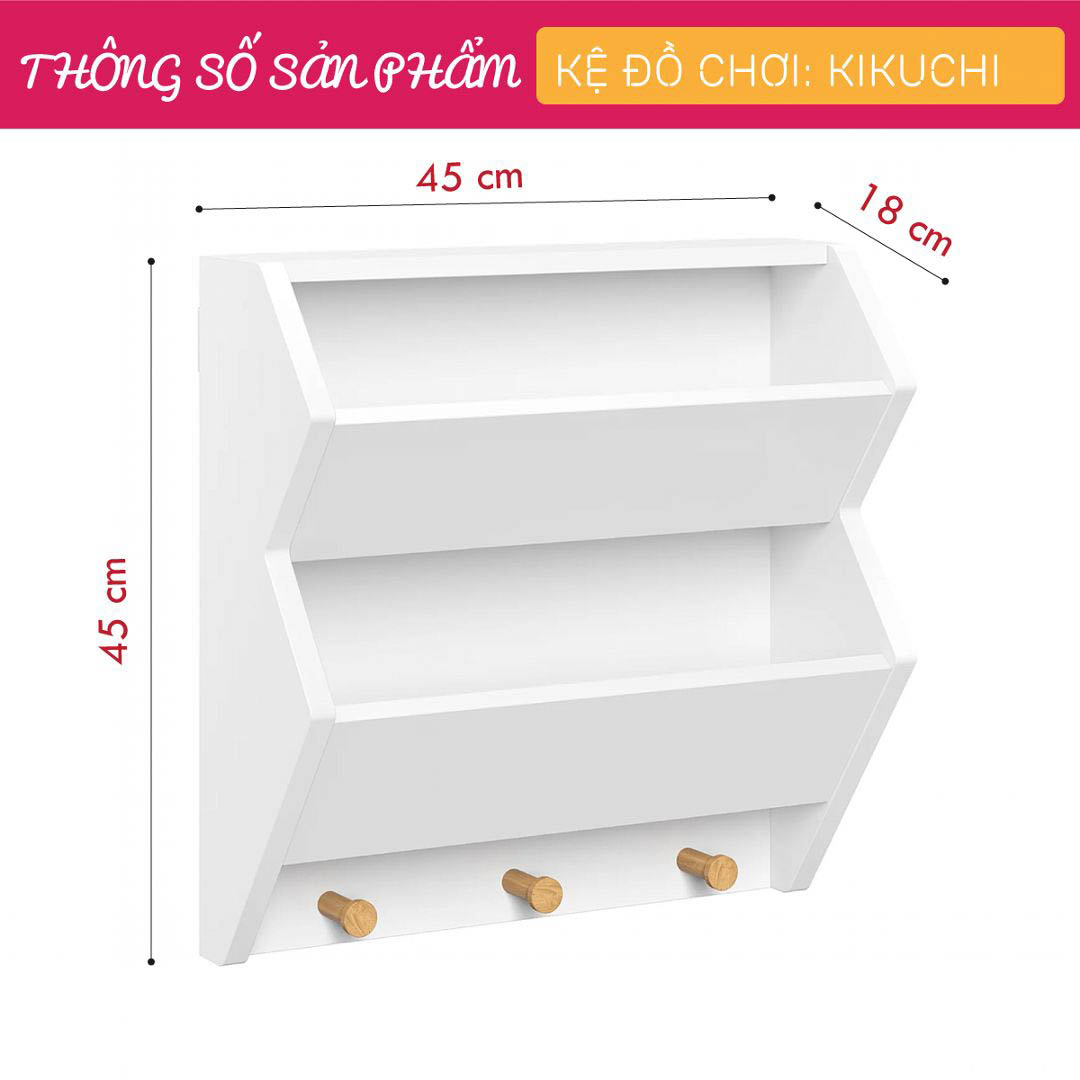 Kệ để đồ chơi cho bé SMLIFE Kikuchi | Gỗ MDF dày 17mm chống ẩm | D45xR18xC45cm