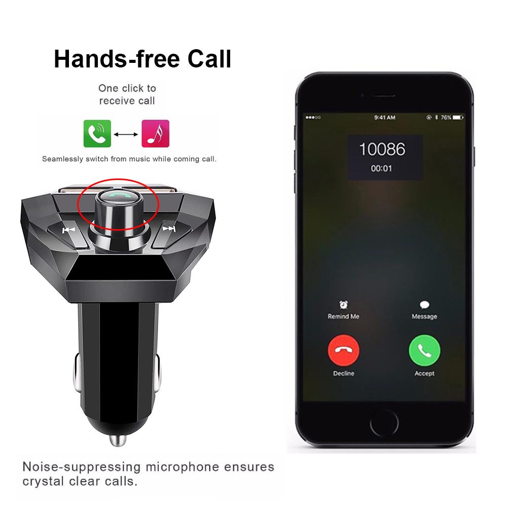 Bộ sạc xe FM Máy phát FM Trình phát Bluetooth tương thích Audio Dual USB MP3 Máy nghe nhạc Autoradio HandsFree 3.1A Bộ sạc nhanh Bộ dụng cụ xe hơi