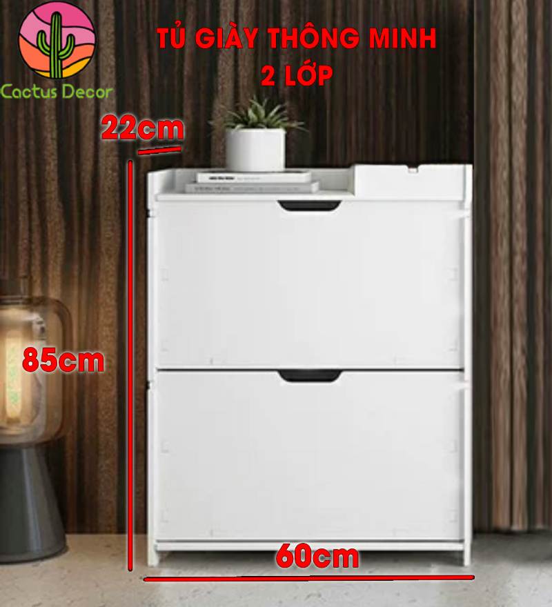 Tủ giày dép thông minh 2 tầng 2 ngăn Chống Nước, Chịu Lực Tốt