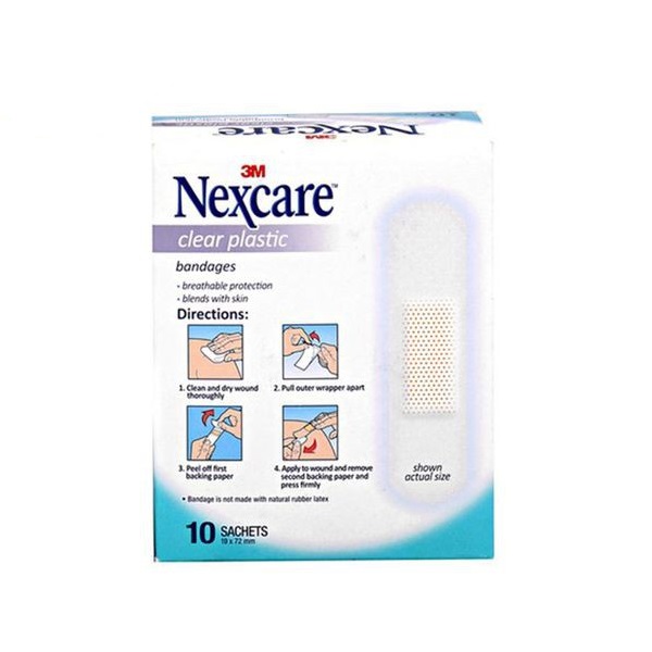 Băng keo cá nhân trong suốt Nexcare Clear Plastic (10 gói/hộp)