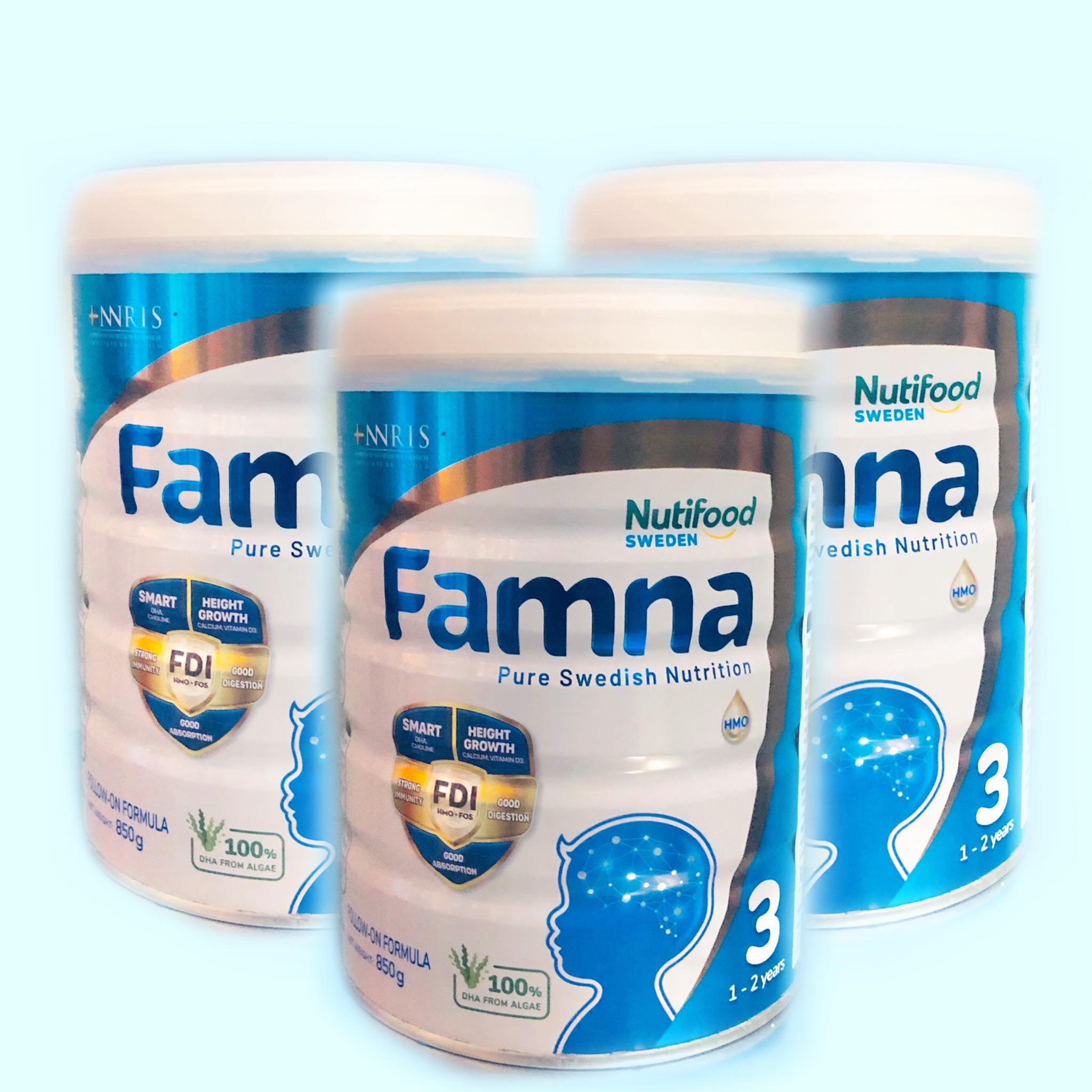 Bộ 3 lon sữa Famna step 3 850g - Đề kháng khoẻ, tiêu hoá tốt, bé cao lớn và thông minh - Hàng chính hãng của NutiFood