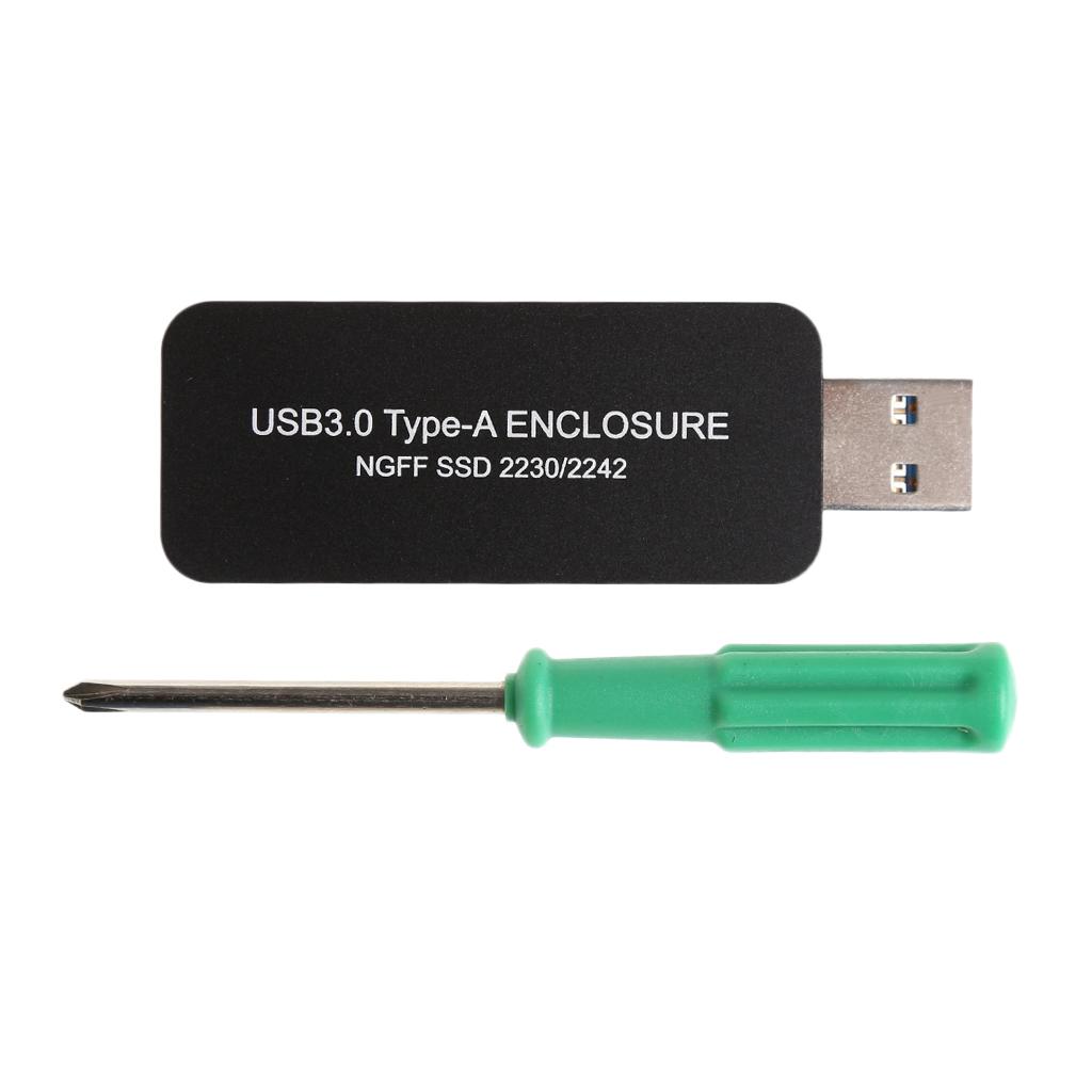Aluminium 2230/2242 M.2 NGFF B Key SSD to USB 3.0 External Enclosure Black