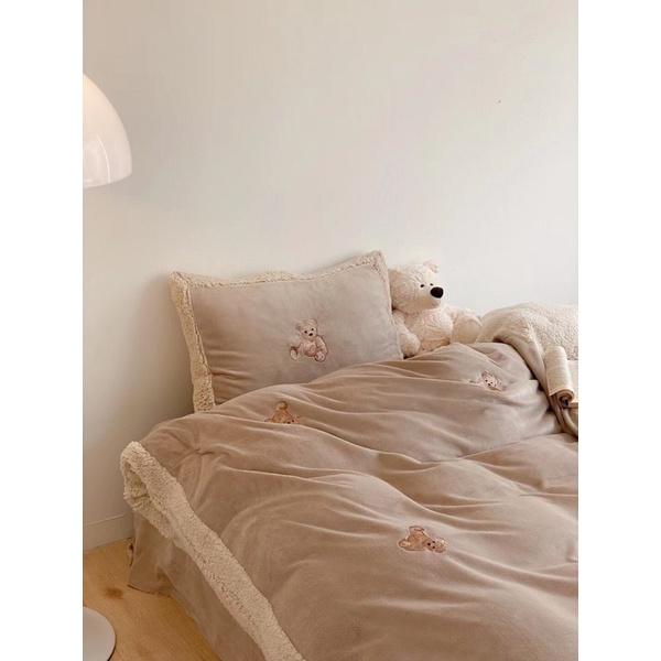 Bô Chăn Ga Gối Nỉ Gấu Teddy Hàng Nhập Khẩu Cao Cấp 4 Món Hot trend