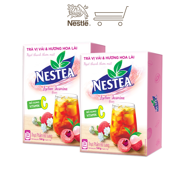 [Quà tặng tháng 11 - Mua 1 Tặng 1 Bình nước] Combo 2 Hộp Trà NESTEA vị Vải &amp; Hương Hoa Lài (1 hộp x 12gói x 12g)