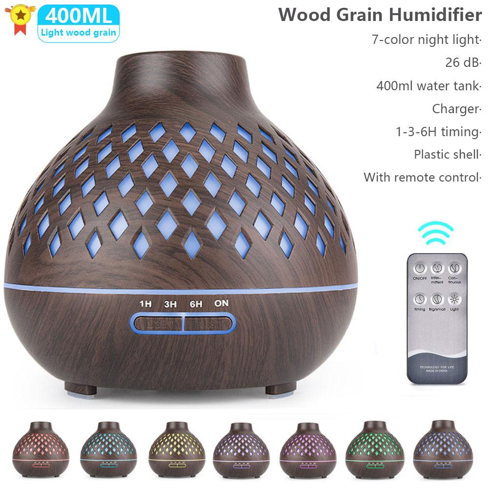 400Ml Điện Điều Khiển Từ Xa Máy Khuếch Tán Lọc Không Khí Hạt Gỗ Siêu Âm Xiaomi Máy Tạo Độ Ẩm Không Khí Làm Có Đèn LED Đèn Ngủ nhà