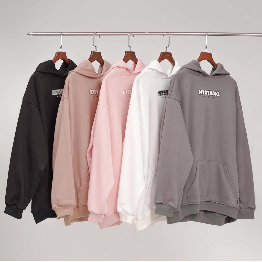 Áo Hoodie nỉ bông N7 STUDIO basic nam nữ oversize form rộng thu đông Local Brand