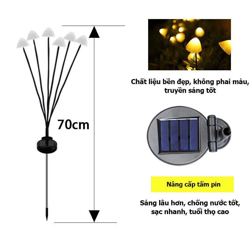 Đèn năng lượng mặt trời trang trí sân vườn hình nấm chống mưa IP65- K1599