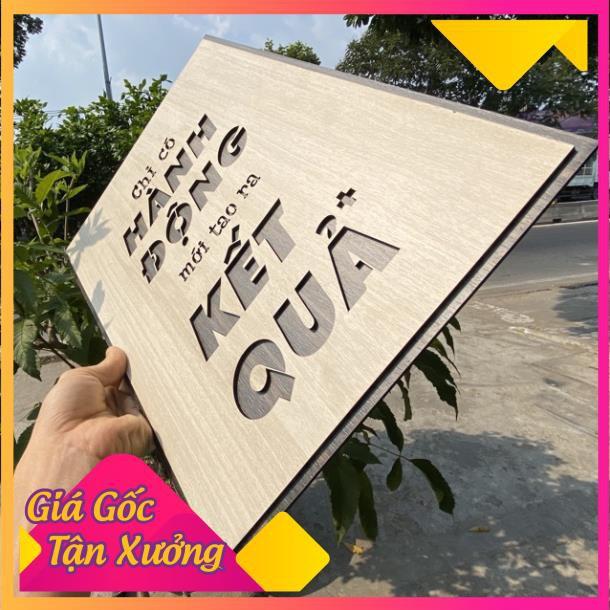 Tranh treo tường bằng Gỗ handmade khắc laser chữ slogan tạo động lực