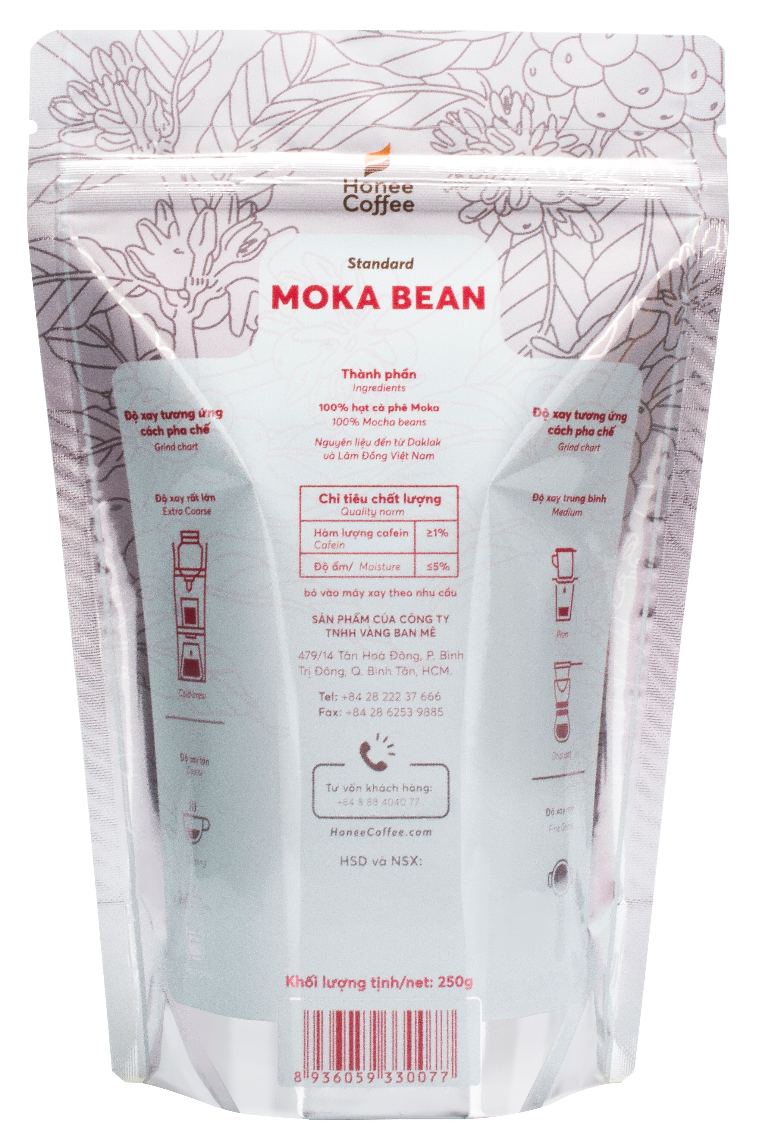 Cà Phê Hạt Rang MOKA Cơ Bản - 250g /1kg - Honee Coffee