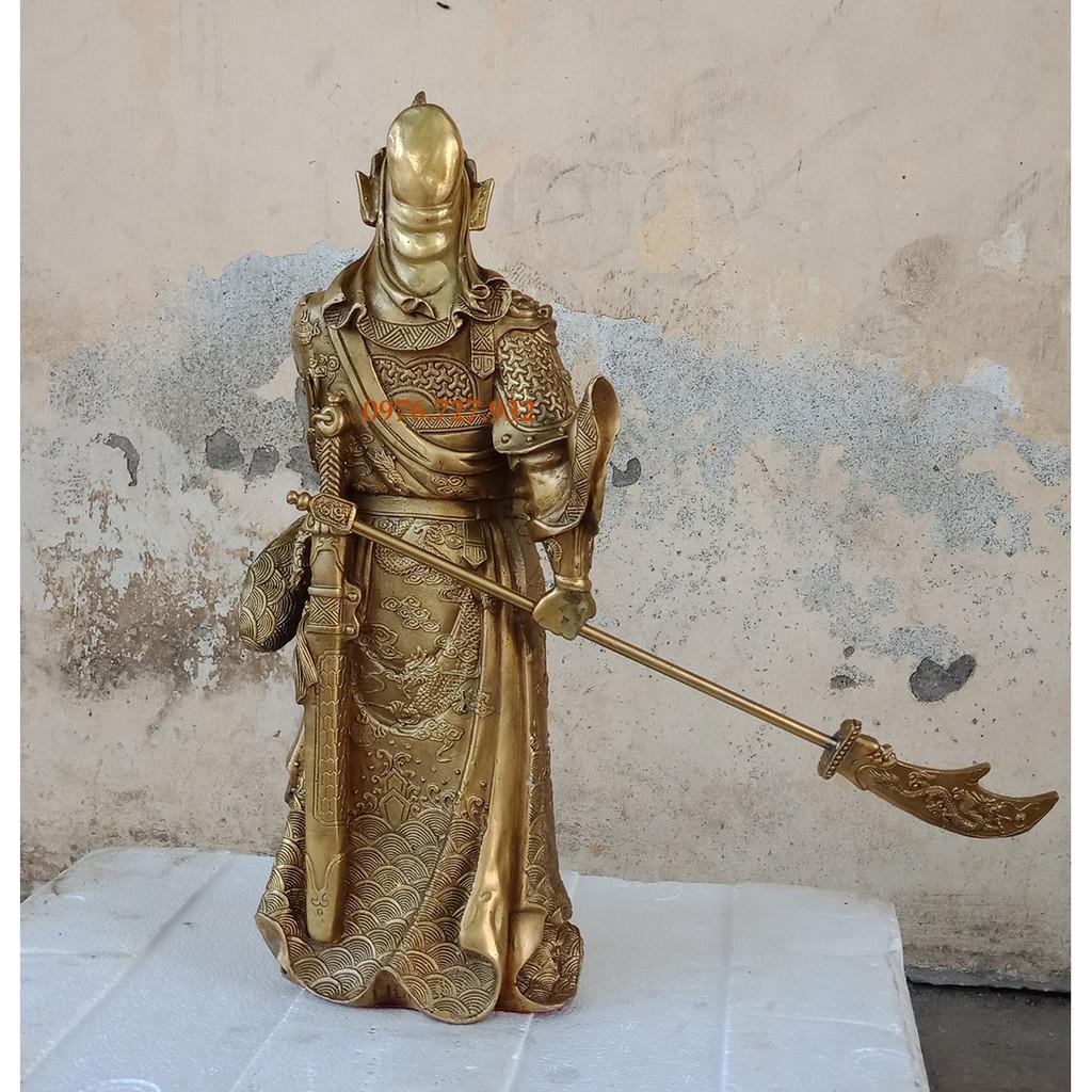Tượng quan công cầm đao cao 40cm, tượng quan vũ bằng đồng