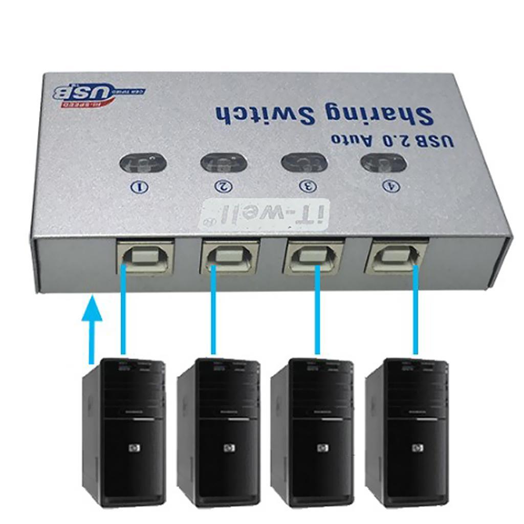 USB Switch KVM 4 Ports HUB For PC