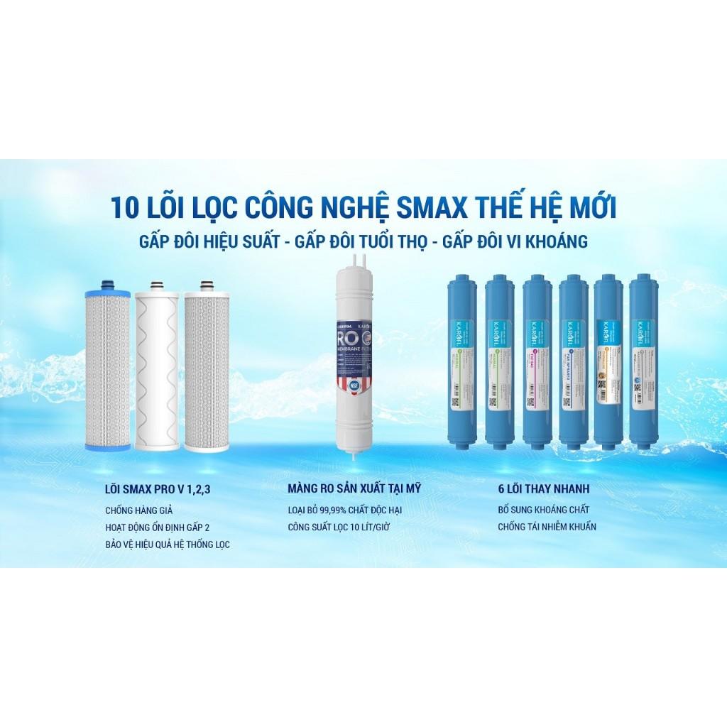 [TẶNG BỘ LÕI] Máy lọc nước RO Mỹ 10 lõi Karofi ERO80 Pro - Lõi lọc Smax Pro V - Lắp đặt miễn phí - Bảo hành 3 năm - Hàng Chính Hãng