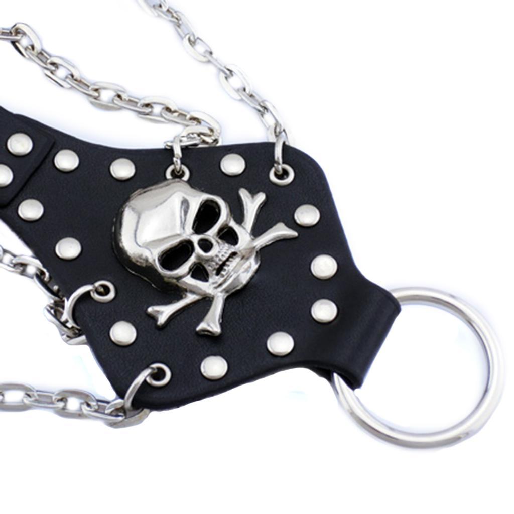 Punk Skull Bracelet Ring Leather Bangle Novelty Jewelry Women Biker Black