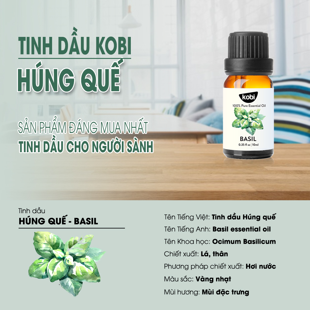 Tinh dầu Húng Quế Kobi Basil essential oil giúp dưỡng tóc, kích thích tiêu hóa - 5ml