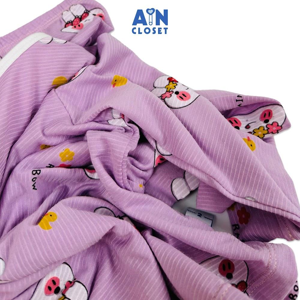 Bộ quần áo Dài bé gái họa tiết Thỏ Tím Rainbow thun lụa - AICDBGWSPBVE - AIN Closet