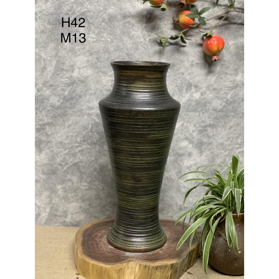 Bình Hoa Lọ Hoa Dáng Cao Men Mộc Dáng Chân Đèn Gốm Sứ Bát Tràng- Gốm Minh An