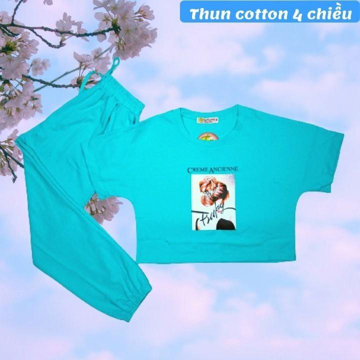 Đồ bộ bé croptop cho bé gái hình dễ thương từ 9-43kg. Áo croptop bé gái- quần thể thao