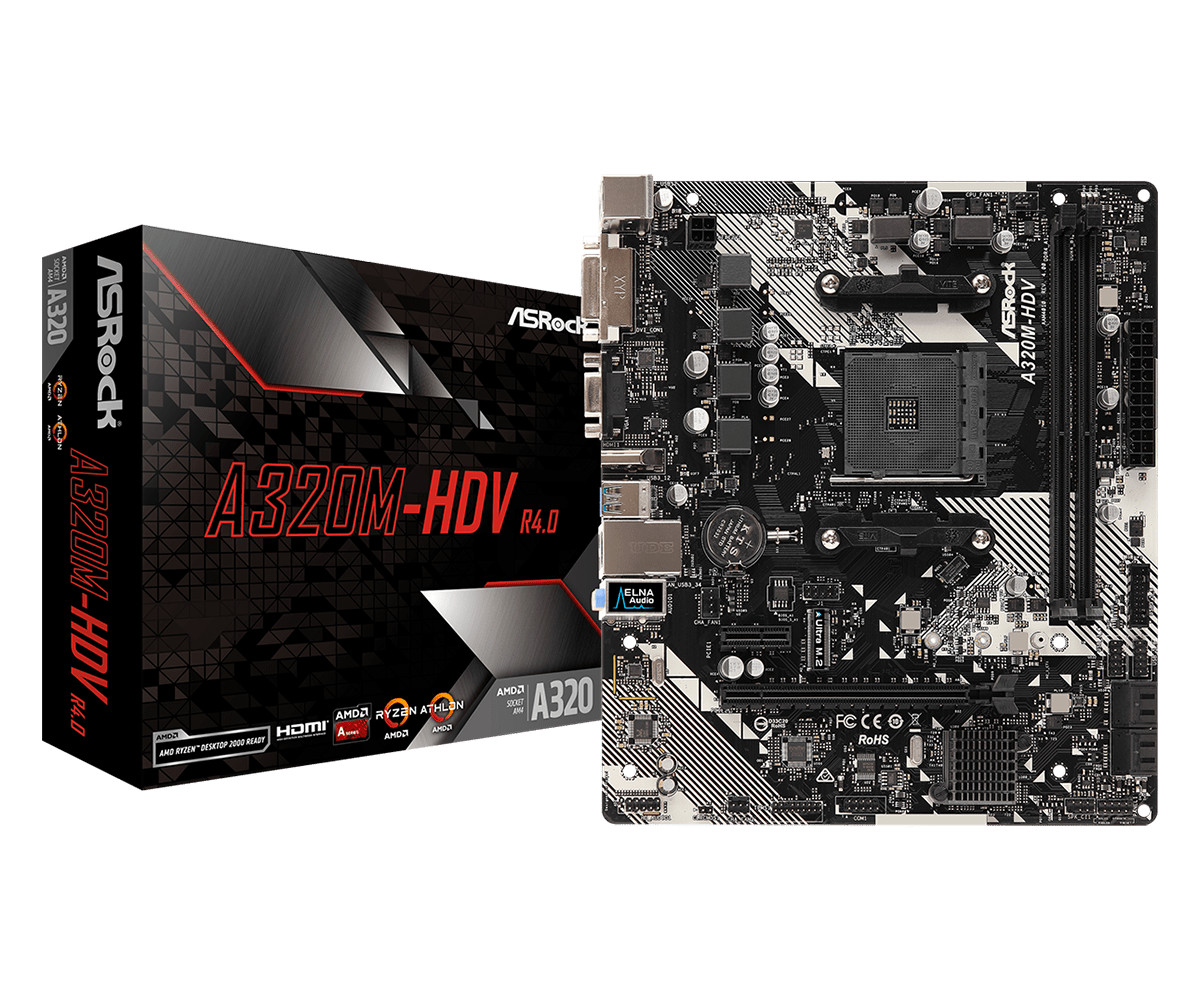 Bo mạch chủ Mainboard ASRock A320M-HDV R4.0 AM4 Socket - Hàng Chính Hãng