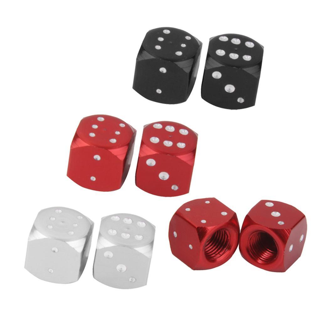 2Pcs Valve Motorcycle Car Tire Valve Metal Dice Black