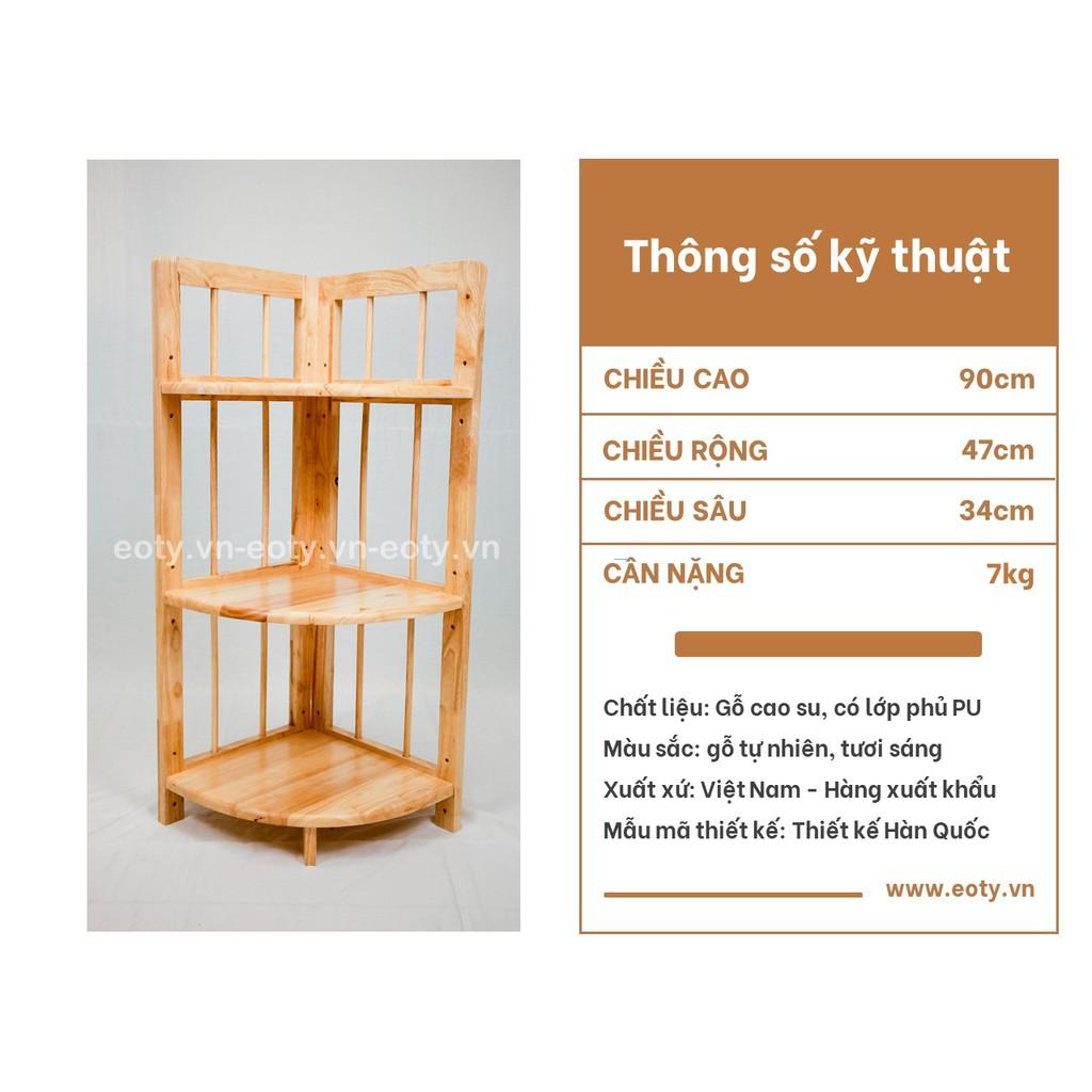 Kệ góc 3 tầng / Kệ để đồ góc tường gỗ cao su đa năng