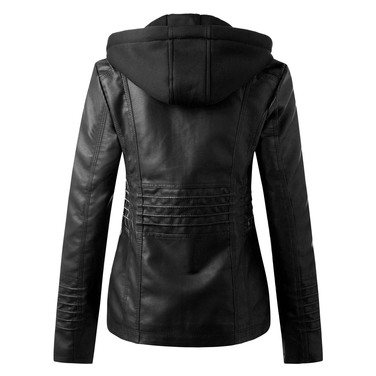 JAYCOSIN 2021 Ôm Nữ Áo Khoác Da Phố Moto Biker Phối Tay Da Nữ Casual Áo Khoác Ngoài Cổ Khóa Kéo Dây Áo Khoác áo Sơ Mi Nam