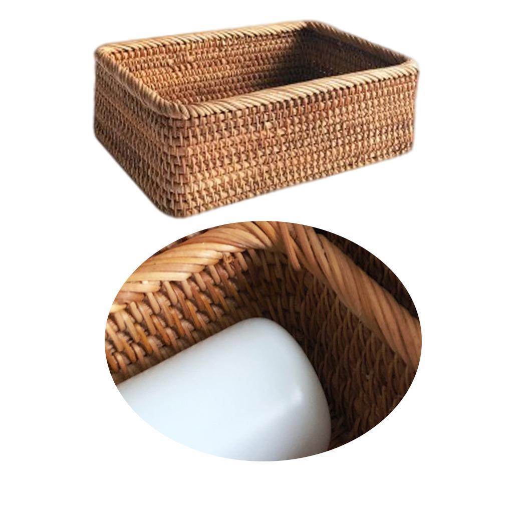 Handwoven Bread Basket Wicker Storage Tray Tea Drinks Home Decor