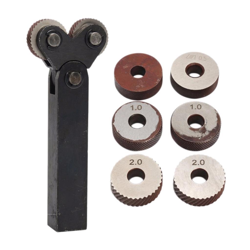 2Set Double Wheel Linear Knurling Tool Set with 0 5mm 1.5mm 2mm Replacement