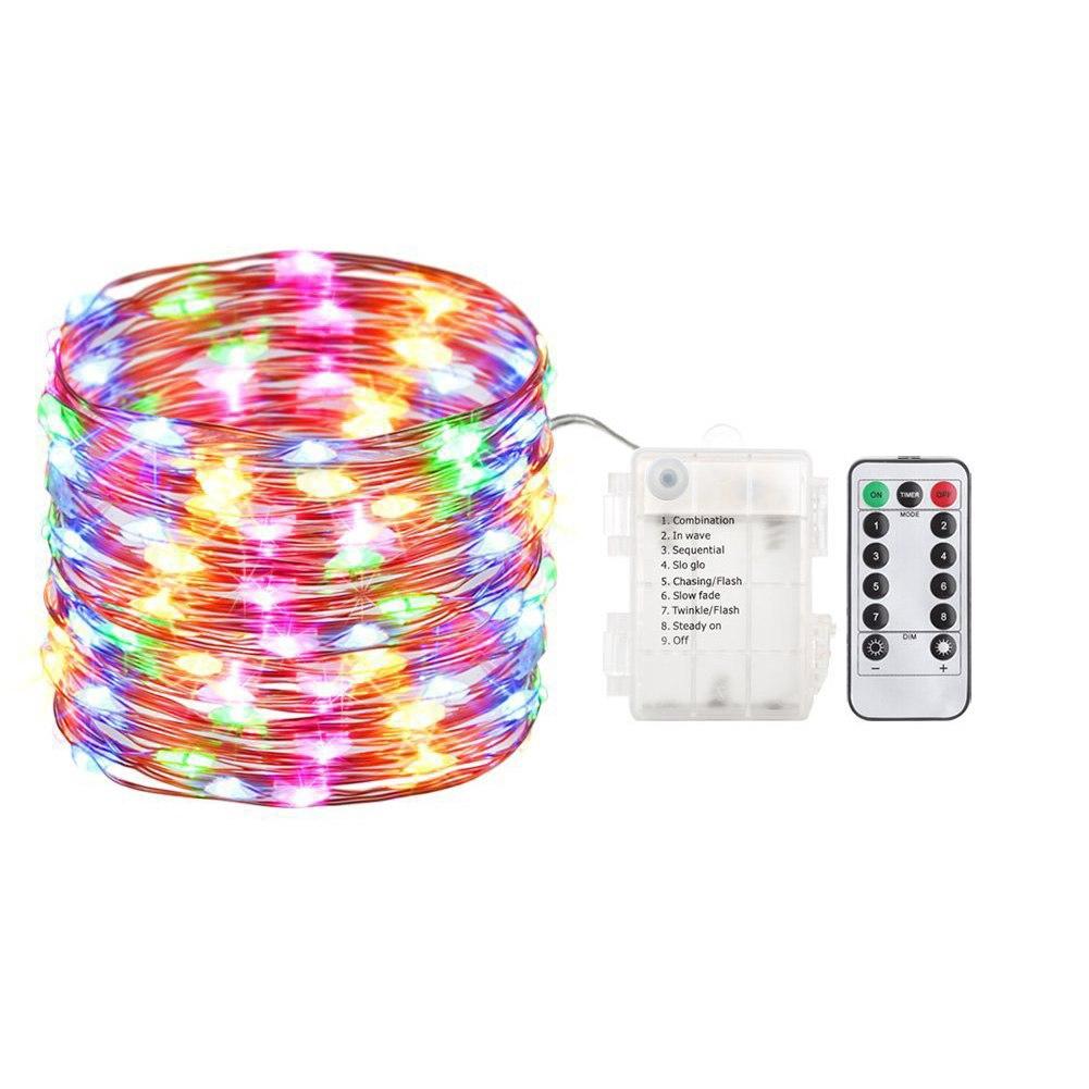 Dây Đèn Led 33 Feet 100 Bóng 8 Chế Độ Chống Nước Trang Trí Nhà Cửa