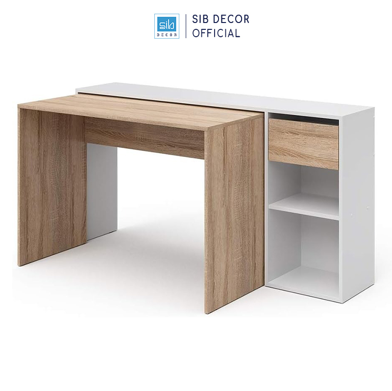 Bàn Gỗ Đôi Thương Hiệu SIB Decor Có Thể Linh Động Kéo Dài, Thu Gọn