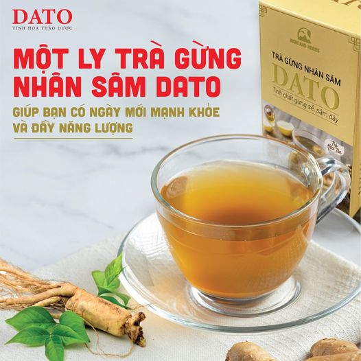 Trà gừng nhân sâm DATO, trà gừng hòa tan. giảm ho, làm ấm cơ thể.