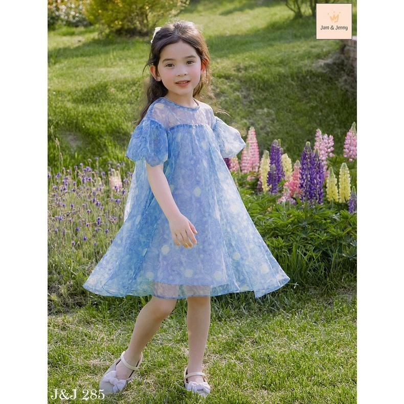 Đầm babydoll cho bé gái màu loang phong cách Hàn Quốc từ 8-30kg chất voan mềm mát