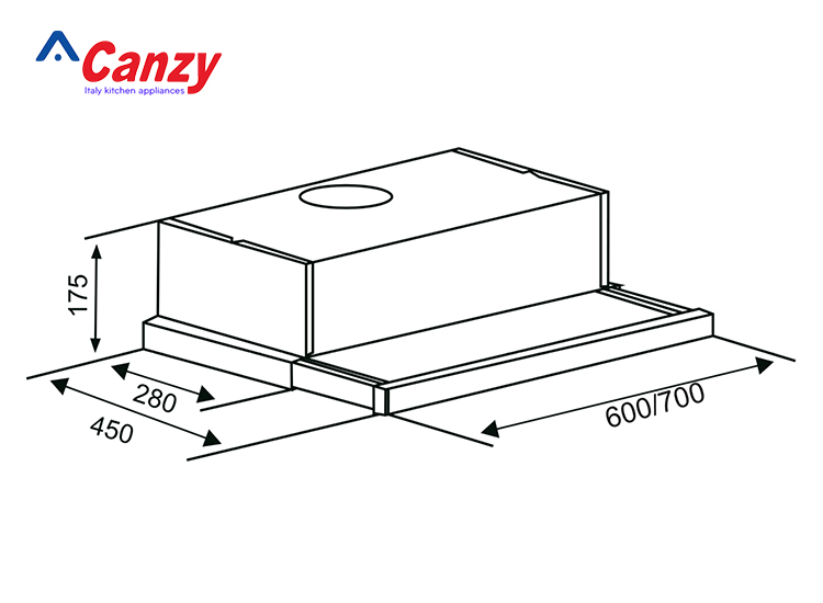 Máy Hút Mùi Âm Tủ Bếp 6 Tấc Canzy CZ-6002 - Hàng Chính Hãng