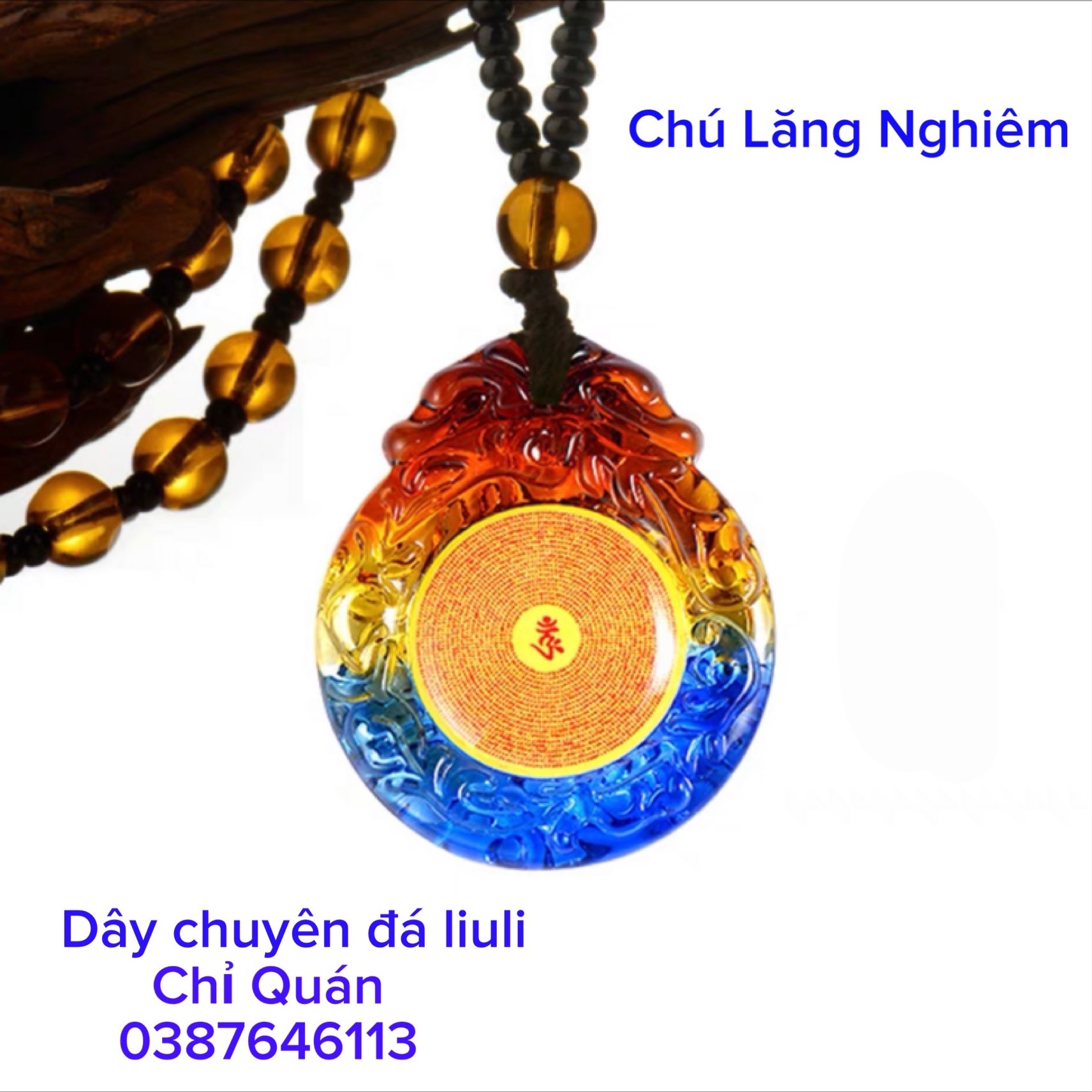 Mặt dây chuyền liuli chú Lăng Nghiêm và Omani