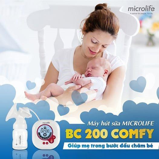 Máy hút sữa điện Microlife BC200 Comfy - Có Chế Độ Kích Thích Và 10 Chế Hút Sữa Tự Động - Thương Hiệu Thụy Sỹ