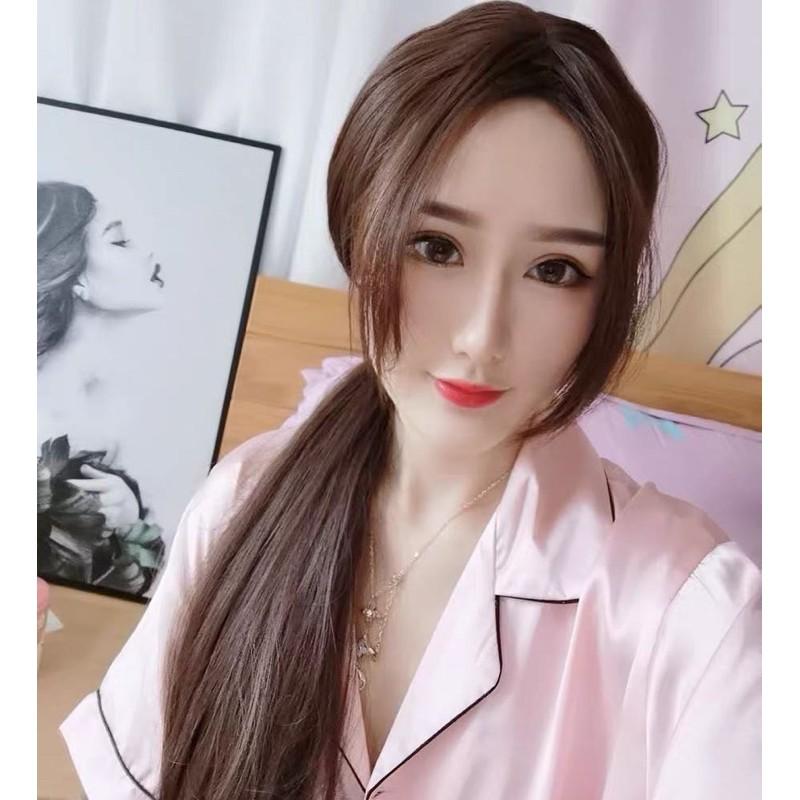 Tóc giả cao cấp️ 50k️tóc giả 2 mái hất thẳng+ tặng lưới chùm tóc