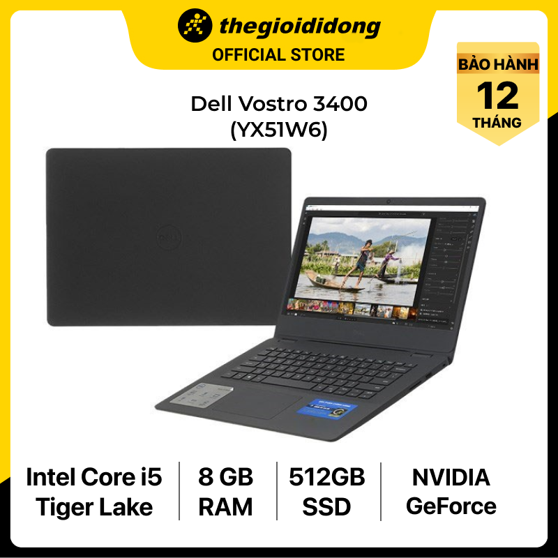 Laptop Dell Vostro 3400 i5 1135G7/8GB/512GB/2GB MX330/14&quot;F/OfficeHS/Win11/(YX51W6)/Đen - Hàng chính hãng