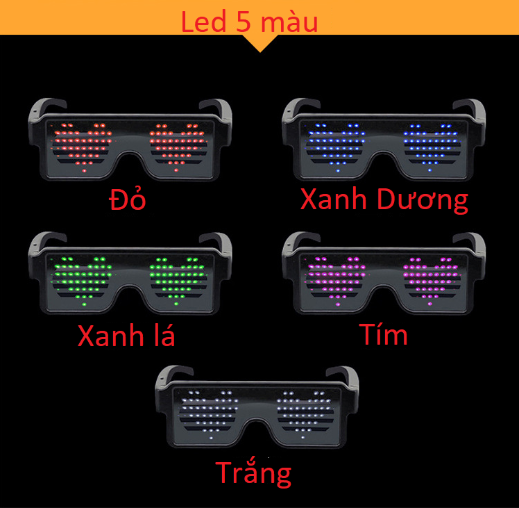 Kính led đèn sáng nhiều màu với 8 chế độ hình , Kính led đi bar, karaoke