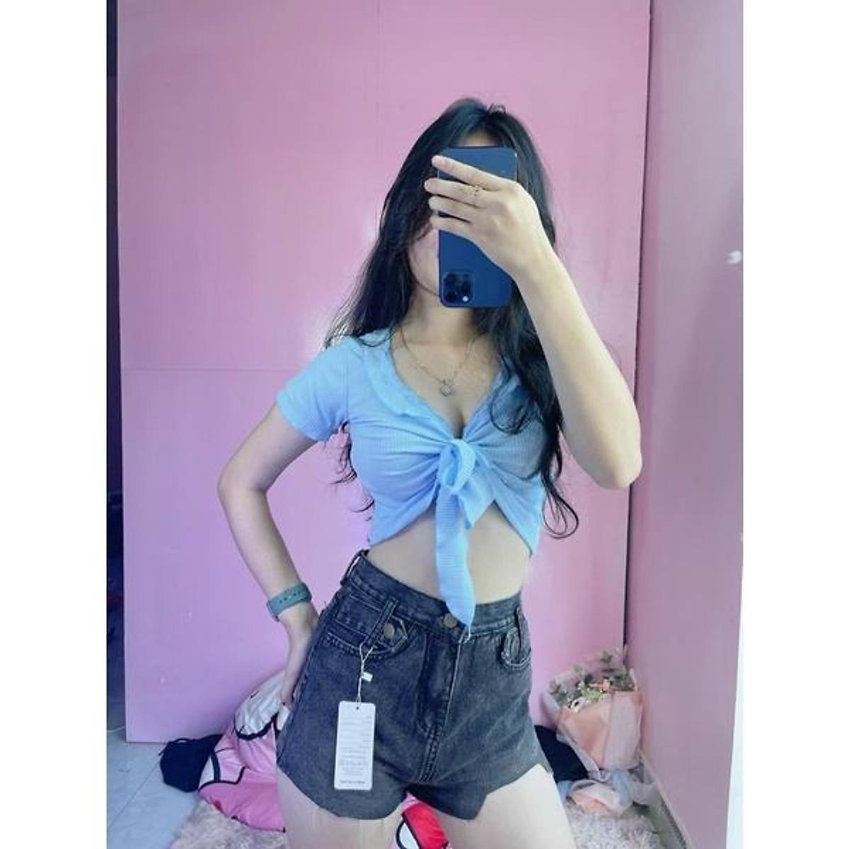 Hình thật áo croptop cột nơ sexy hot nhất