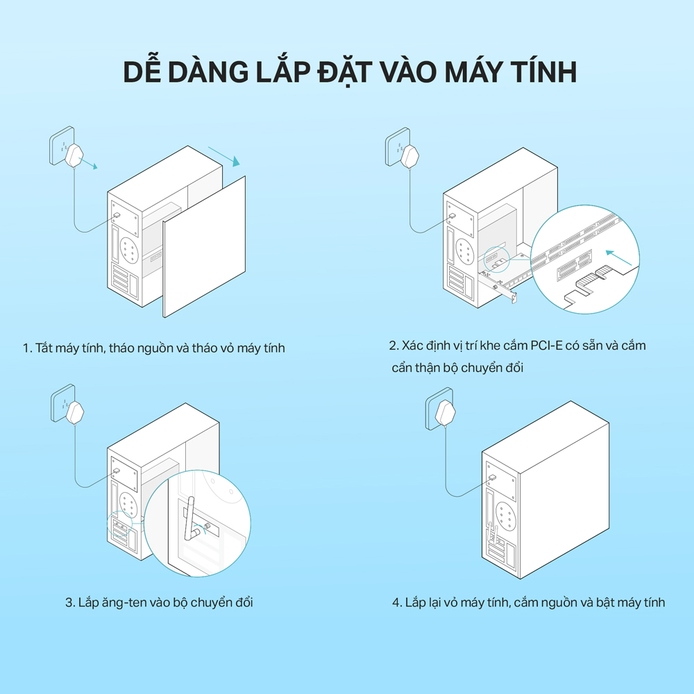 Bộ Chuyển Đổi Card Mạng Wifi TP-Link Archer T2E PCIe Băng Tần Kép AC600 - Hàng Chính Hãng