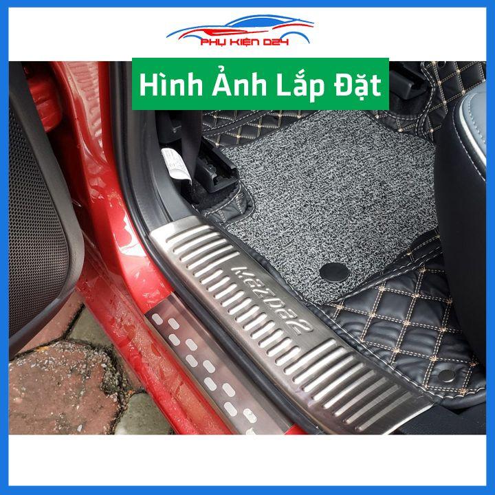 Bộ ốp bậc cửa trong ngoài Mazda 2 2015-2016-2017-2018-2019-2020-2021-2022 Inox chống trầy trang trí xe