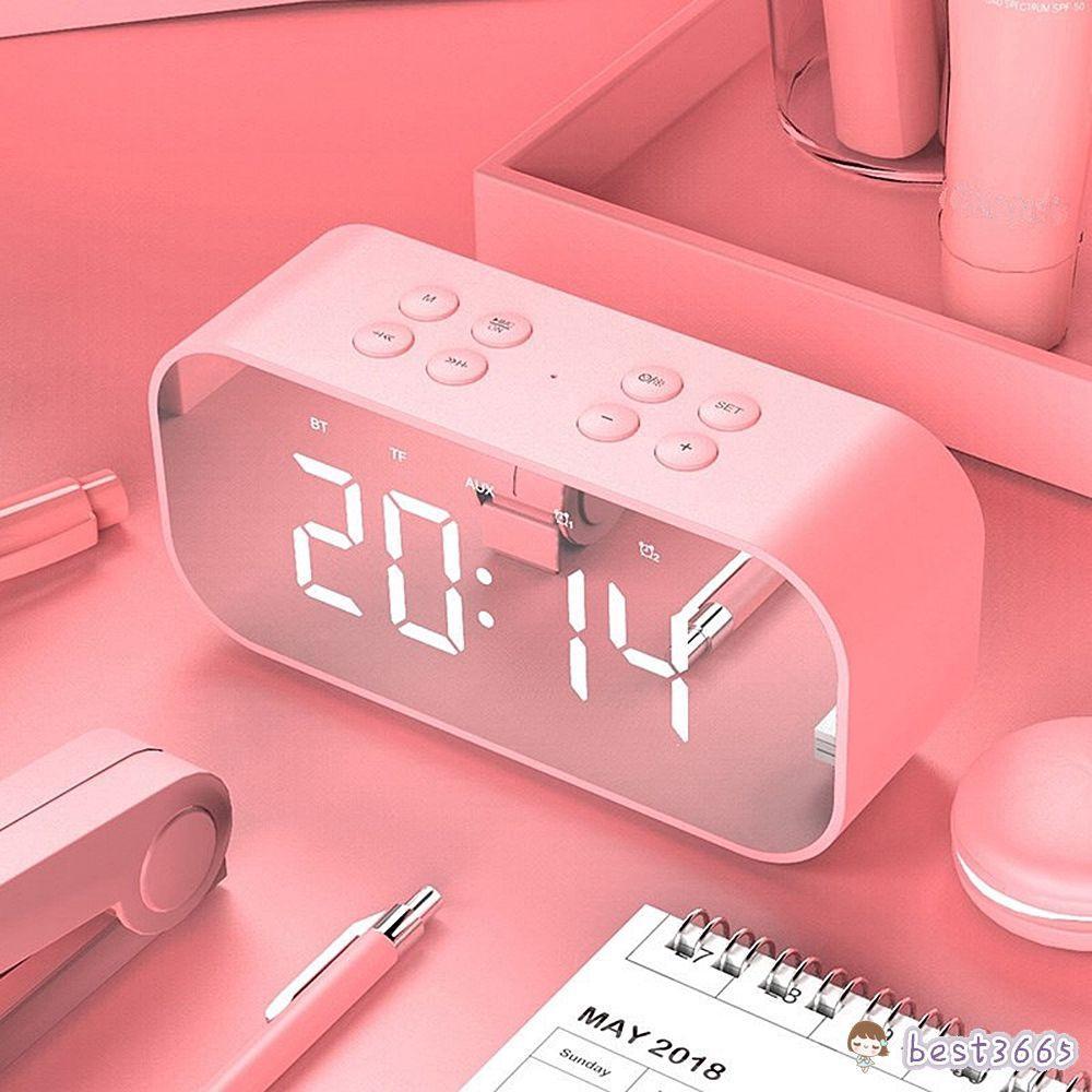 Loa bluetooth không dây mặt gương có đèn led hiển thị giờ kèm phụ kiện