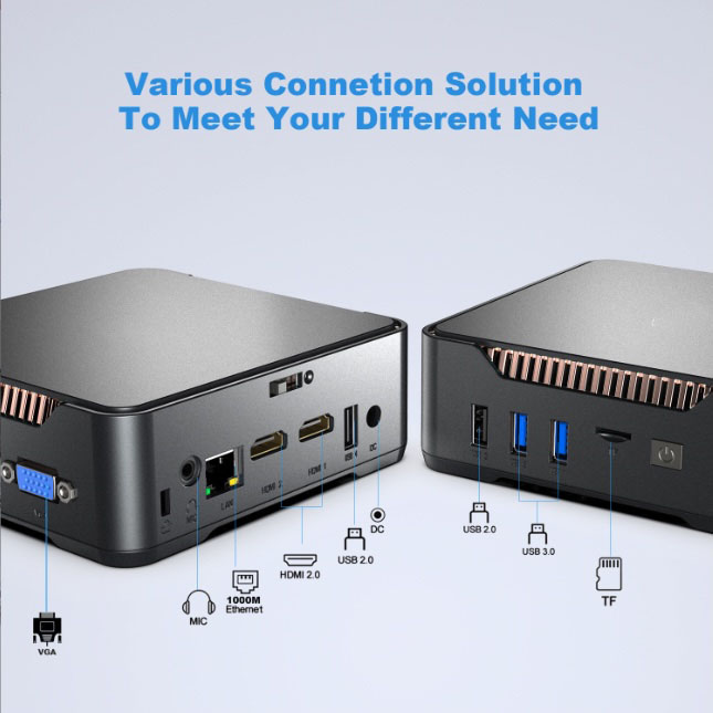 Máy tính mini PC BOX Mini Dual HDMI CPU J4125 Ram8G + 128Gb (tích hợp win 11Pro)