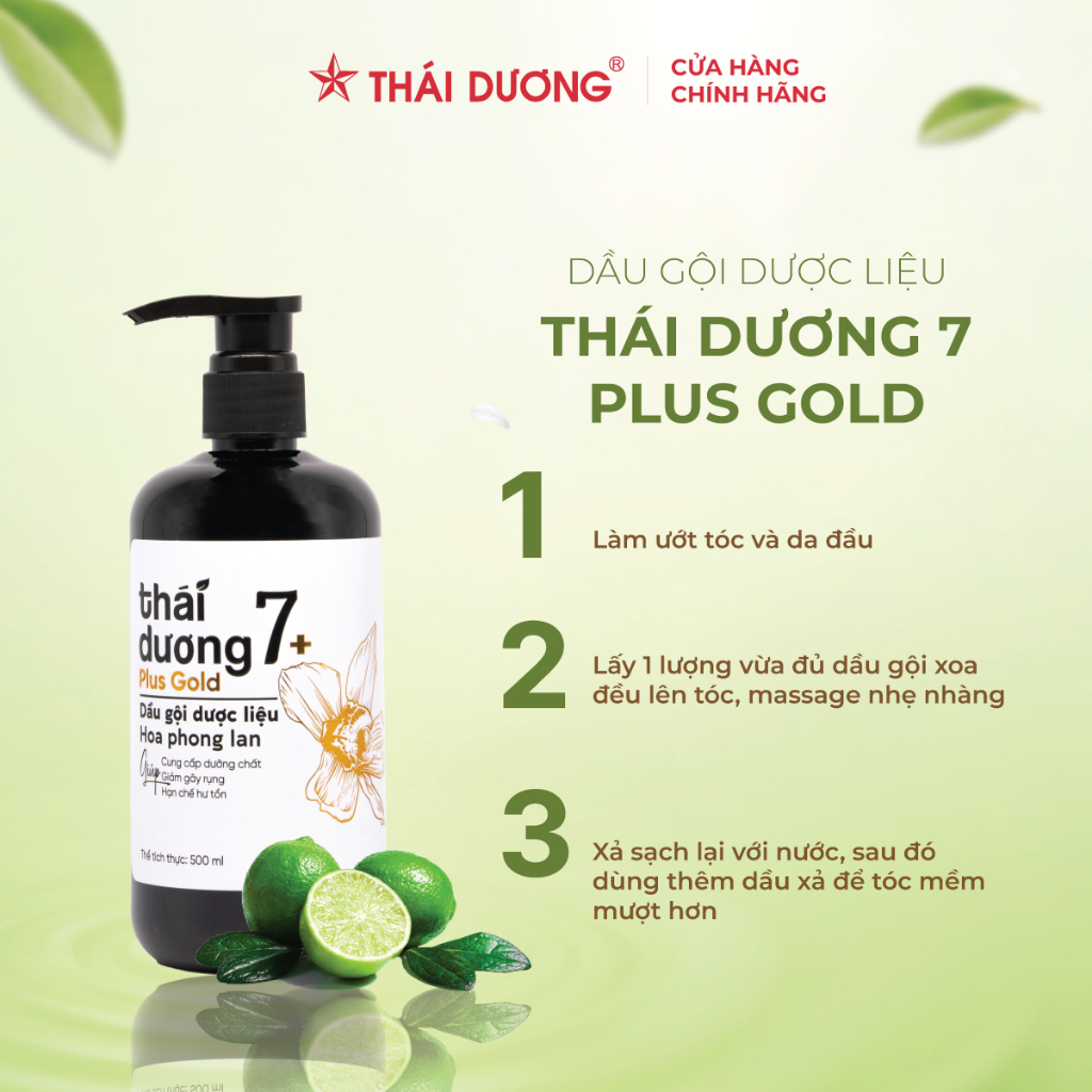 Dầu gội dược liệu Thái Dương 7 plus Gold Hoa Phong Lan 250ml,480ml - Sao Thái Dương